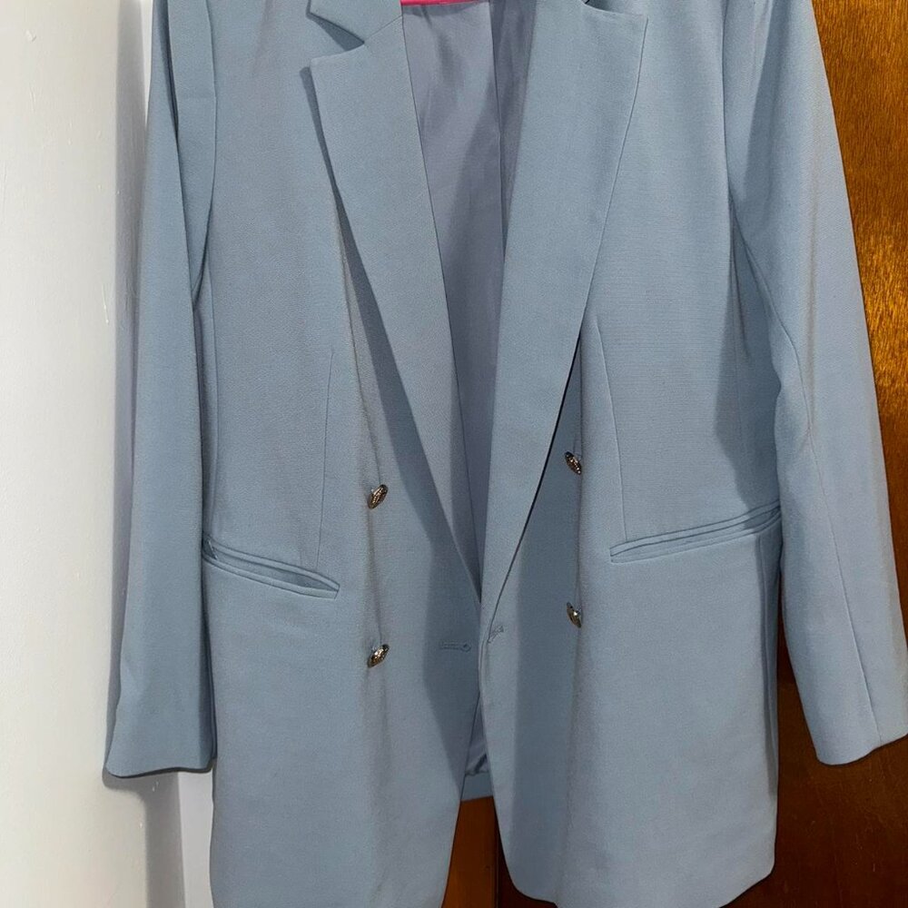 Baby Blue Blazer with Gold Buttons